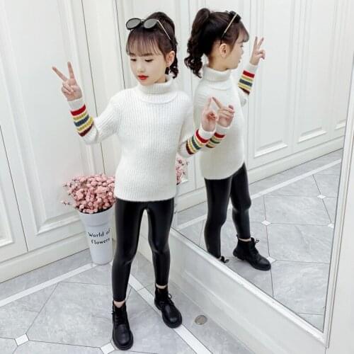 New Girls Sweater Babys Coat Outwear 2021 Cute Thicken Warm Warm Winter Autumn Jacket Knitting Pullover Childrens Clothing