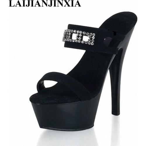 New 15 cm sexy ultra high heels, beautiful flash rhinestone sandals, night club party Dance Shoes