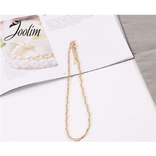JOOLIM Jewelry Wholesale Gold Color Twist Chain Necklace Gold Color Stainless Steel Necklace