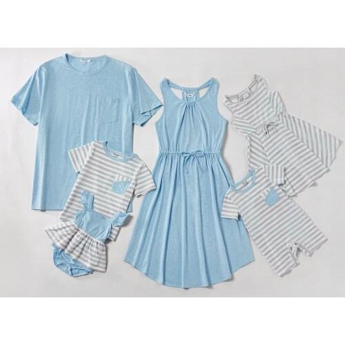 PatPat Mosaic Solid Color and Stripe Family Matching Sets