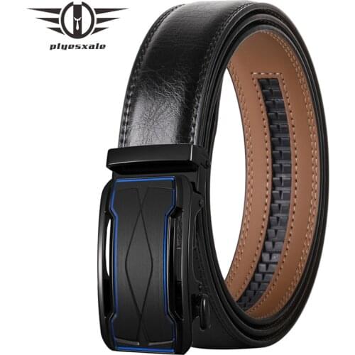 Plyesxale Leather Belt Men Automatic Buckle Designer Belts Men High Quality Luxury Black Brown Ceinture Homme Luxe Marque B537