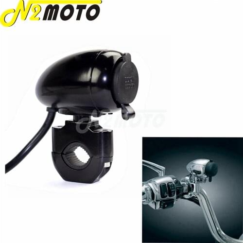 Black Motorcycles 1" 7/8" Handlebar Cigarette Lighter 12V USB for ATV Scooter Motorcycles Bicycle