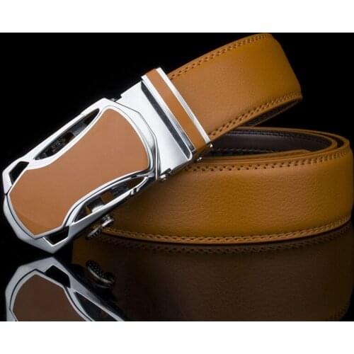Luxury Automatic Buckle Belts BrownCowhide Genuine Leather 3.5cm width belts for men Luxury Brand Designer belt