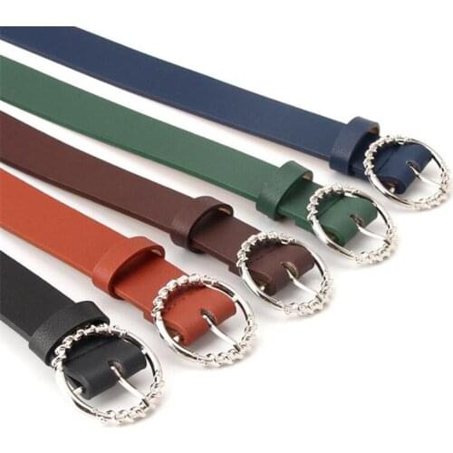 Round Metal Buckle Green 2.8cm*104cm Female Belt Black Ladies PU Waistband Women Wild Belts