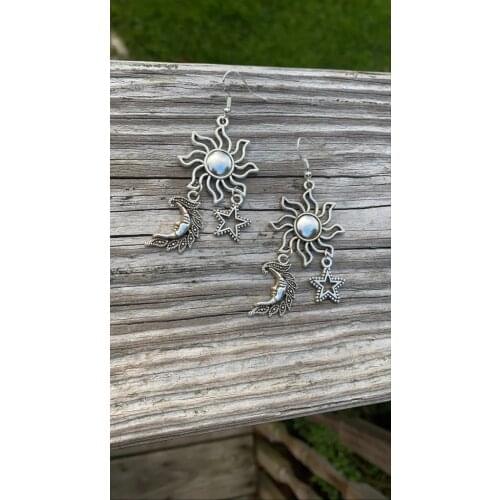 GODDESSES Earrings - Pagan Jewelry,sun and Moon, Wicca,Moon Jewelry,Goddesses