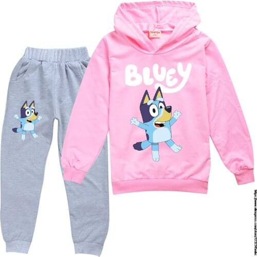 Spring Autumn bingo bluey Long Sleeve Sweatshirt + Pants 2 PCS Set Baby Girl Cartoon Clothes Boy Clothing Hoodies Suits