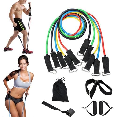 Sport Fitness Latex Resistance Bands Gym Door Anchor Ankle Straps With Bag Set Yoga Exercise Fitness Band Rubber Loop Tube Bands