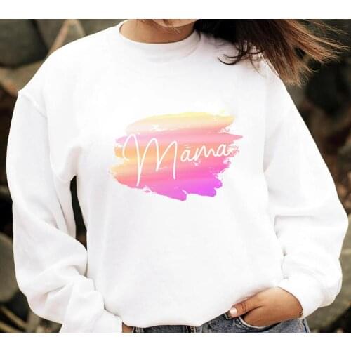 Watercolor Pink Yellow Mama Graphic Womens Sweatshirt mama gift mom life Pullovers women Fashion Casual Vintage cotton Tops