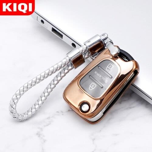 TPU Car Folding Flip Key Case Cover Shell Keychain for Hyundai I30 I40 IX25 Creta IX35 HB20 Solaris Elantra Accent Key Protector
