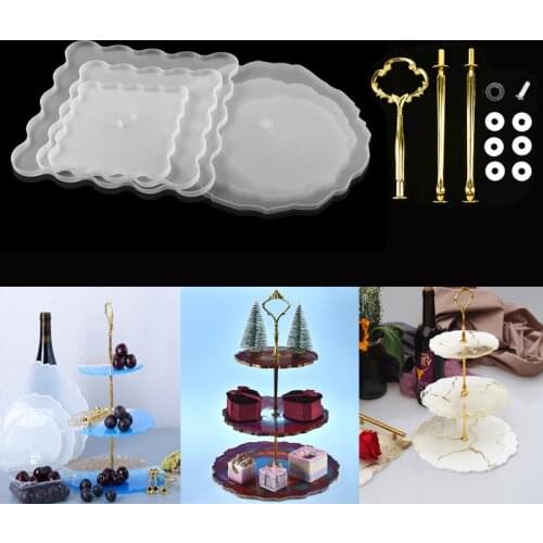 Three-Layer Fruit Dish Silicone Mold DIY Epoxy Resin Coaster Cake Stand Mould Storage Tray Home Decoration Handmade Crafts