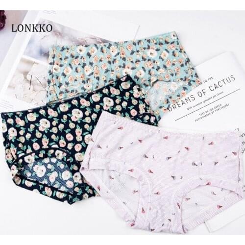 Girls Panties for Womens Underwear Sexy Lingerie Print Ice Silk Underpants Japanese Style Seamless Comfort Low Waist Briefs