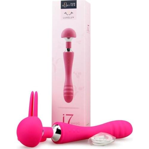 USB Rechargeable Dual Motor Dildo G-spot Vibrator Magic Wand Massager Clitoris Stimulator AV Vibrators+ Rabbit Header Sex Toys