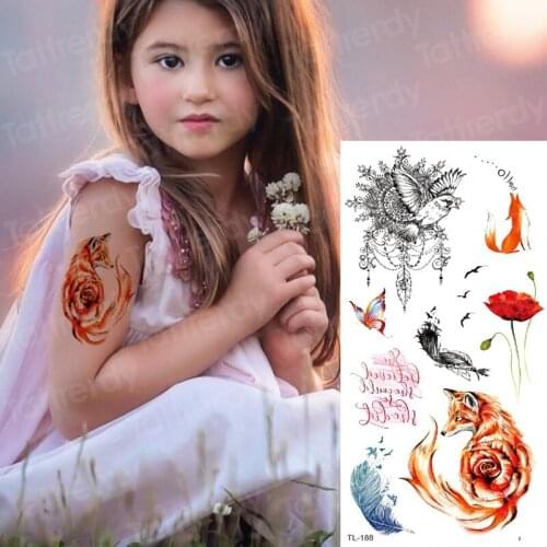 Waterproof temporary tattoos for women tattoo stickers body tatoo sticker mandala owl fake tattoo fox black birds tattoo girl