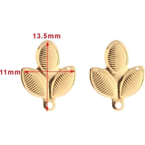10pcs Gold leaf Stainless Steel Blank Stud Earring Posts Backs Butterfly Earring Stoppers DIY Earring Components Ear Studs