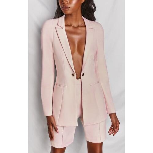 Felyn 2020 New Arrival Famous Brand 2 pcs Blazer Women Set Solid Notched Blazer and Shorts Office Lady Outfits