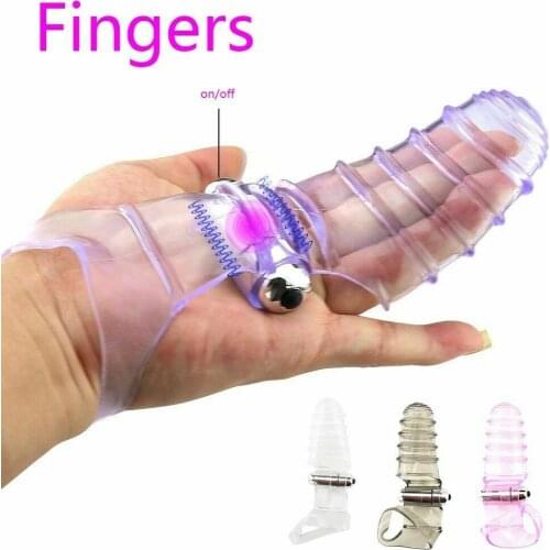 Finger Penis Sleeve G Spot Vibrator Massager With Bullet Climax Chastity Transparent Simulation Adult Toys For Women