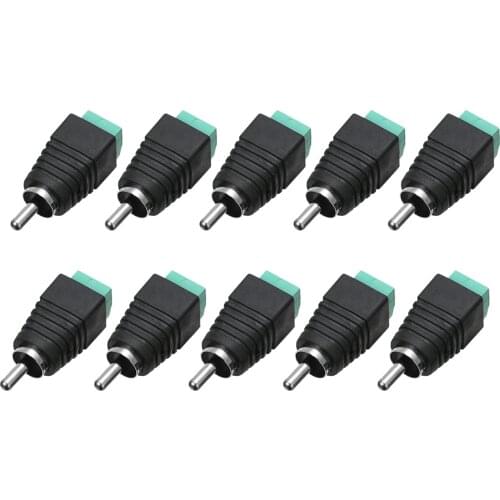 10Pcs Phono Speaker Wire Cable to Audio male RCA Connector Adapter Jack Plug High Quality RCA to 2 Terminal Block Adapter