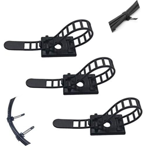 10Pcs Adjustable Cable Clips Self-Adhesive Cable Wire Clamps Straps With Optional Screw Mount for Wire management 25*18mm