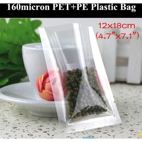 100pcs 12x18cm (4.7"x7.1") 160micron 3 Sides Sealing Plastic Storage Bag Heat Sealed Vacuum Plastic Bag Open Top Vacuum Bag