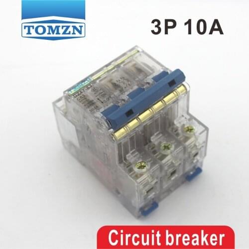 3P 10A Transparent case Mini Circuit breaker MCB safety breakers