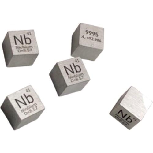 5pc 99.95% High Purity Niobium Nb 8.58g Carved Element Periodic Table 10mm Cube