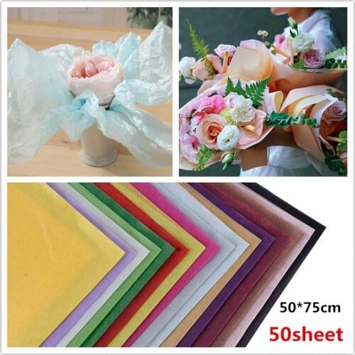 50pcs 50x75cm Translucent Tissue Paper Flower Wrapping Paper Gift Packing Craft Paper Roll Wine Shirt Shoes Clothing Wrapping