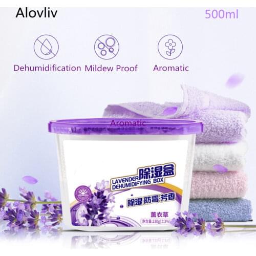500ml Lavender Mini Dehumidifier For Home Use Wardrobe Clothes Dryer with Desiccant Bedroom Moisture Absorbent Box