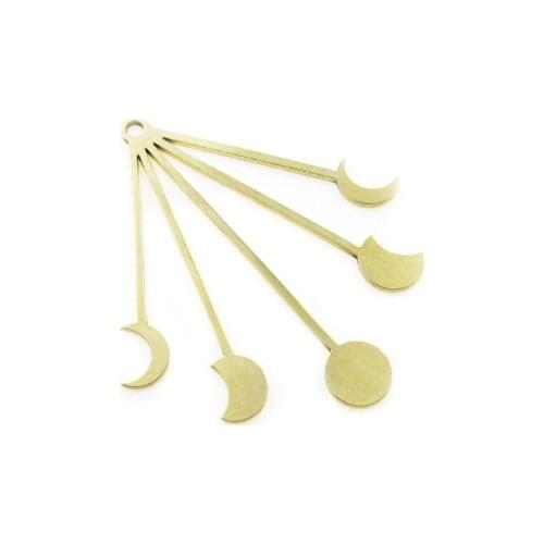 Brass moon charm Earring findings 41.8x36mm Raw brass moon phase pandant -6pcs R1514