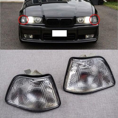 63138353279 63138353280 1 Pair Clear Turn Light Housing Corner Lens Signal Parking Lamp Shell Fit for BMW E36 318i 325i 4DOOR