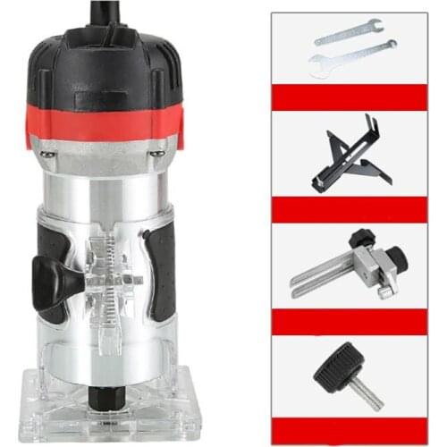 800W Woodworking Tools Electric Trimmer Machine Wood Engraving Slotting Machine Drilling Machine with Milling Cutter PowerTool
