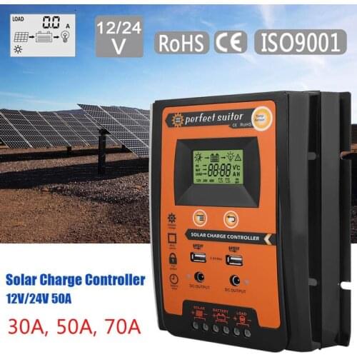 Areyourshop 30A 50A 70A 12V 24V MPPT Solar Panel Charger Controller Battery Regulator