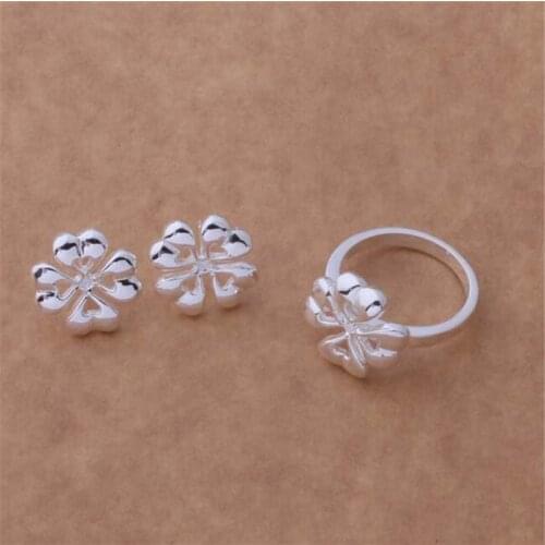 AS245 Hot Sale Silver Plated Color Jewelry Sets For Women Wholesale High Quality Classic Earring 290 + Ring 192