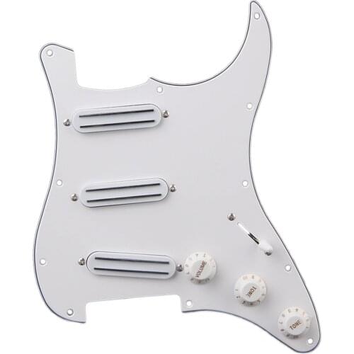 White Loaded Prewired Pickguard with SSS B500K / A500K Tone Dual Rail Pickups