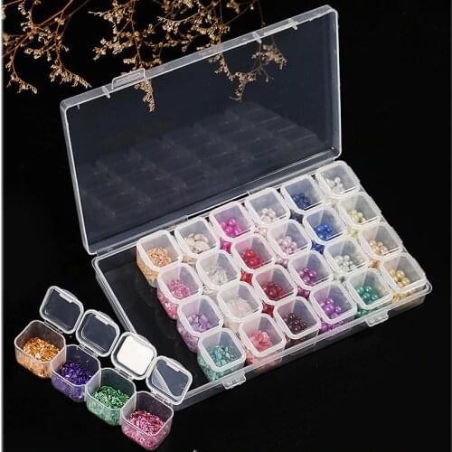 CheerBows 28/56 Cells Diamond Painting Tools Beads Container Diamond Painting Accessories Rhinestones Storage Case Organizer