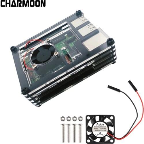 For Raspberry Pi 3 Enclosure Case 9 layer Acrylic Cover Shell with Cooling Fan for Raspberry Pi 3 Model B+ Plus