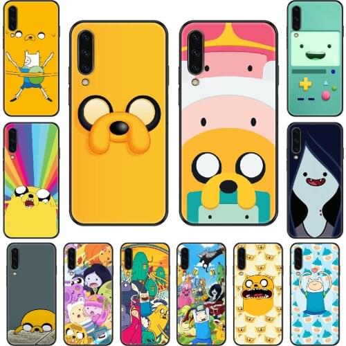 Cartoon Adventure Time Phone case For Samsung Galaxy A 3 5 8 9 10 20 30 40 50 70 E S Plus 2016 2017 2018 2019 black painting