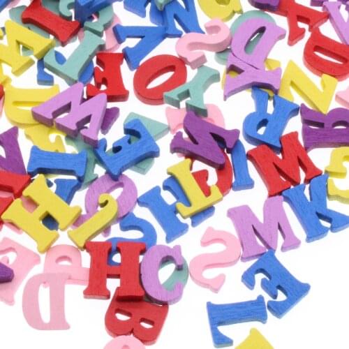 CHONGAI 100Pcs Cute Letters Wooden Alphabet Embellishments Scrapbooking Craft Cardmaking Supplies DIY