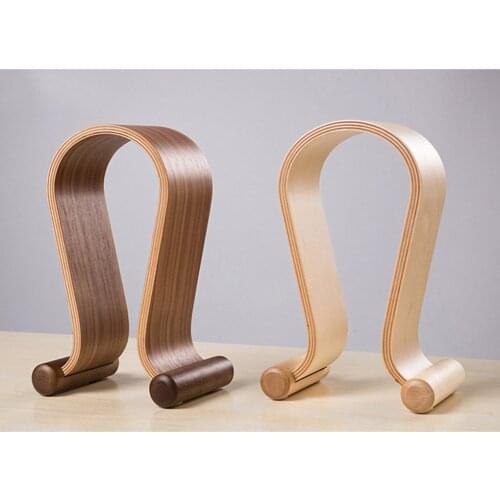 Headphone Holder Wooden Headphones Stand Holder Universal Head Mounted Hook Gaming Headphone Stand Desktop Arc Shape Holder