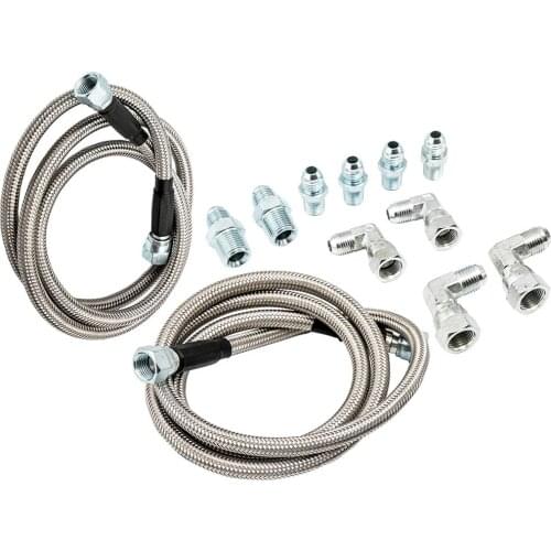 Transmission Cooler Hose Lines Fittings For TH350 700R4 TH400 52" Length Stainless Steel