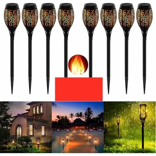 Solar Flame Torch Lamp LED Outdoor Induction Lights Garden Light Flickering Waterproof Lamp Courtyard Decorative Spotlight Lamp