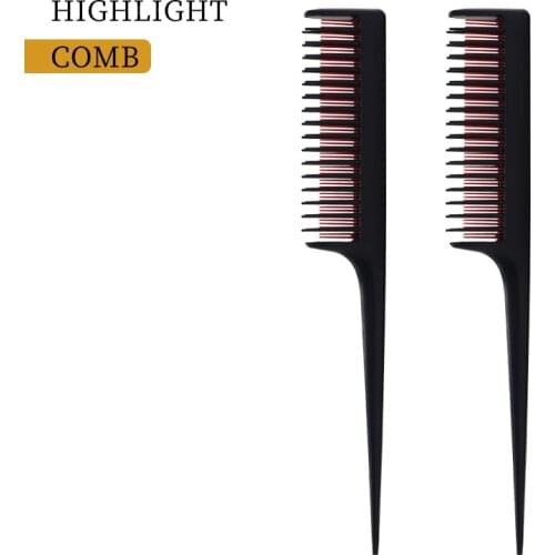 Hot Sale Salon Highlight Hair Comb Teasing Comb Detangling Brush Tail Comb For Highlights With Different Length Teeth