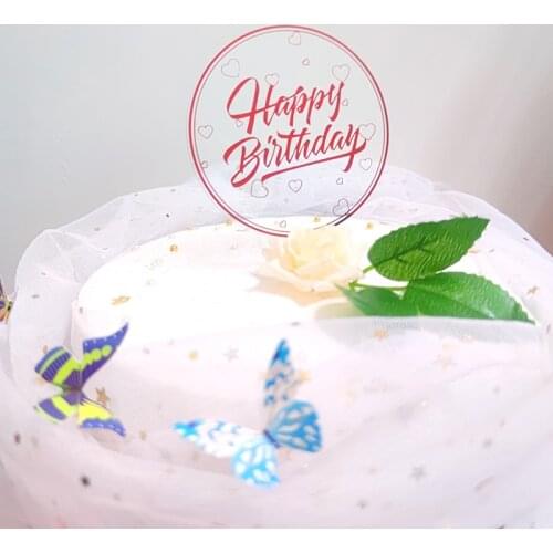 INS Bronzing Happy Birthday Acrylic Cake Toppers Colorful Letters Baking Cake Toppers for Kids Birthday Party Cupcake Decoration