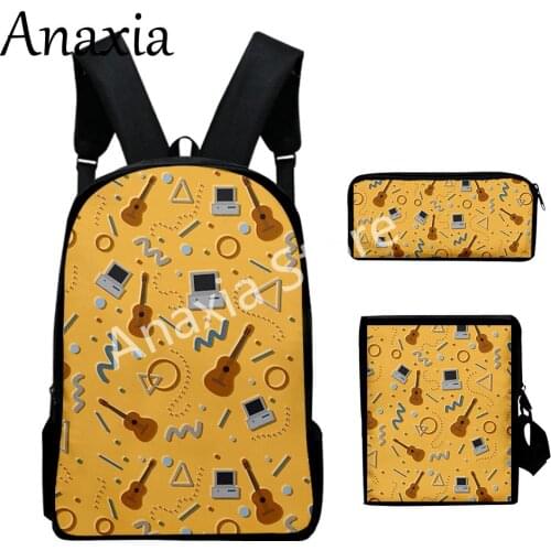 Dreamteam backpack set 3 pieces lightweight youth school bag 3D printing messenger bag pencil case for female and mens