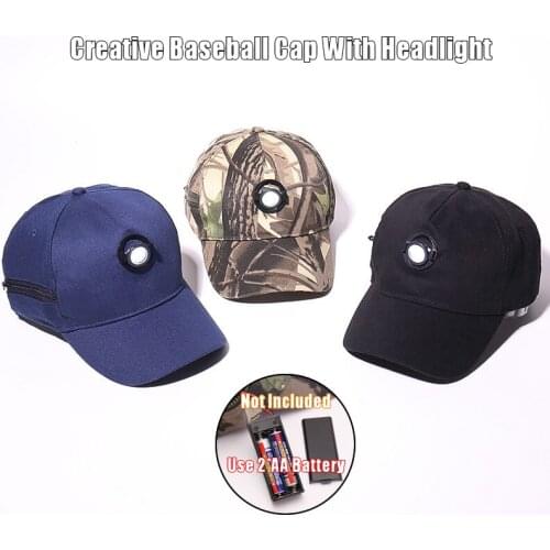 Creative Baseball Hat With Headlight Led Light Cap For Repairing Outdoor Camp Fishing Work Safety Head Protection