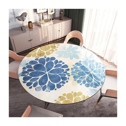 Round Table Cloth Rural Style Wide Leaf Floral Soft Glass Kitchen Table Cover Home Dining Room Glass Soft Cloth Table Mat