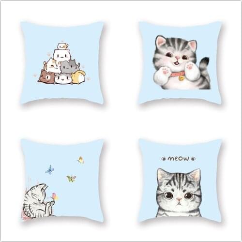 Cute Cat Pillowcase Cushion Cover 45*45 Pillow Cover Sofa Car Home Decor Room Decoration