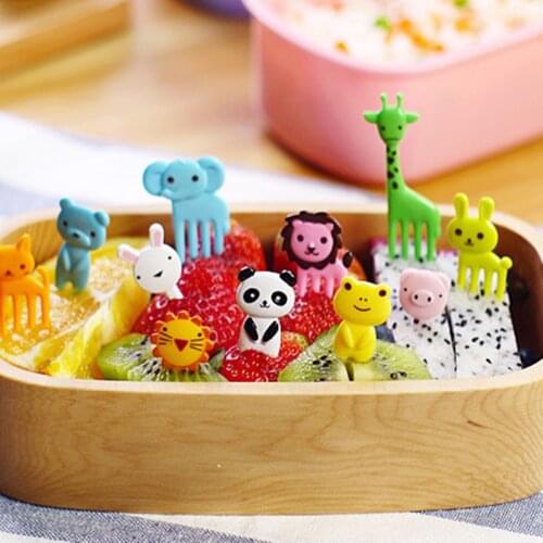 Mini Kids Animal Fruit Fork Cartoon Snack Cake Dessert Food Fruit Toothpick Lunch Party Decoration Bento Box Accessories
