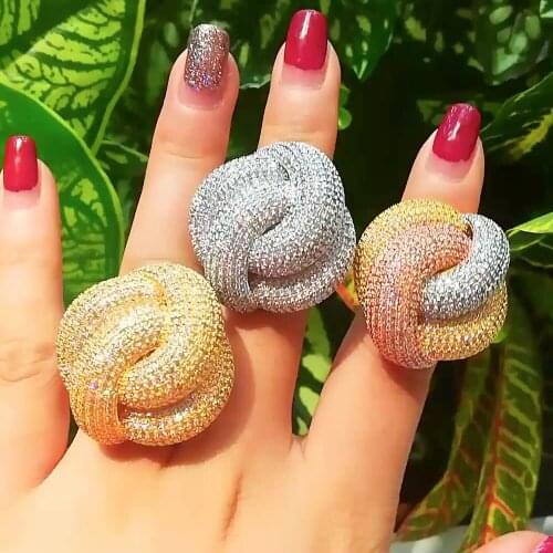 Missvikki African Dubai Indian Luxury Noble Big Ring Open Adjustable for Women Party Show Attractive Gift Fingers Jewelry New