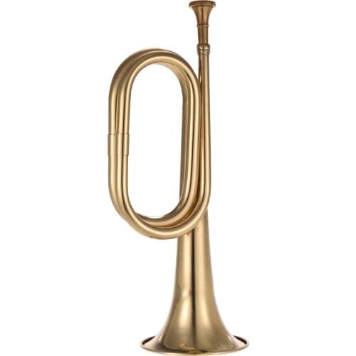 Muslady B Flat Bugle Call Trumpet Brass Cavalry Horn with Mouthpiece for Cavalry Military Orchestra For Brass Musical Instrument
