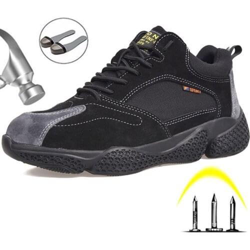 Indestructible Male Safety Work Shoes Smash-Proof Puncture-Resistant Non-Slip Work Shoes Breathable Safety Shoes